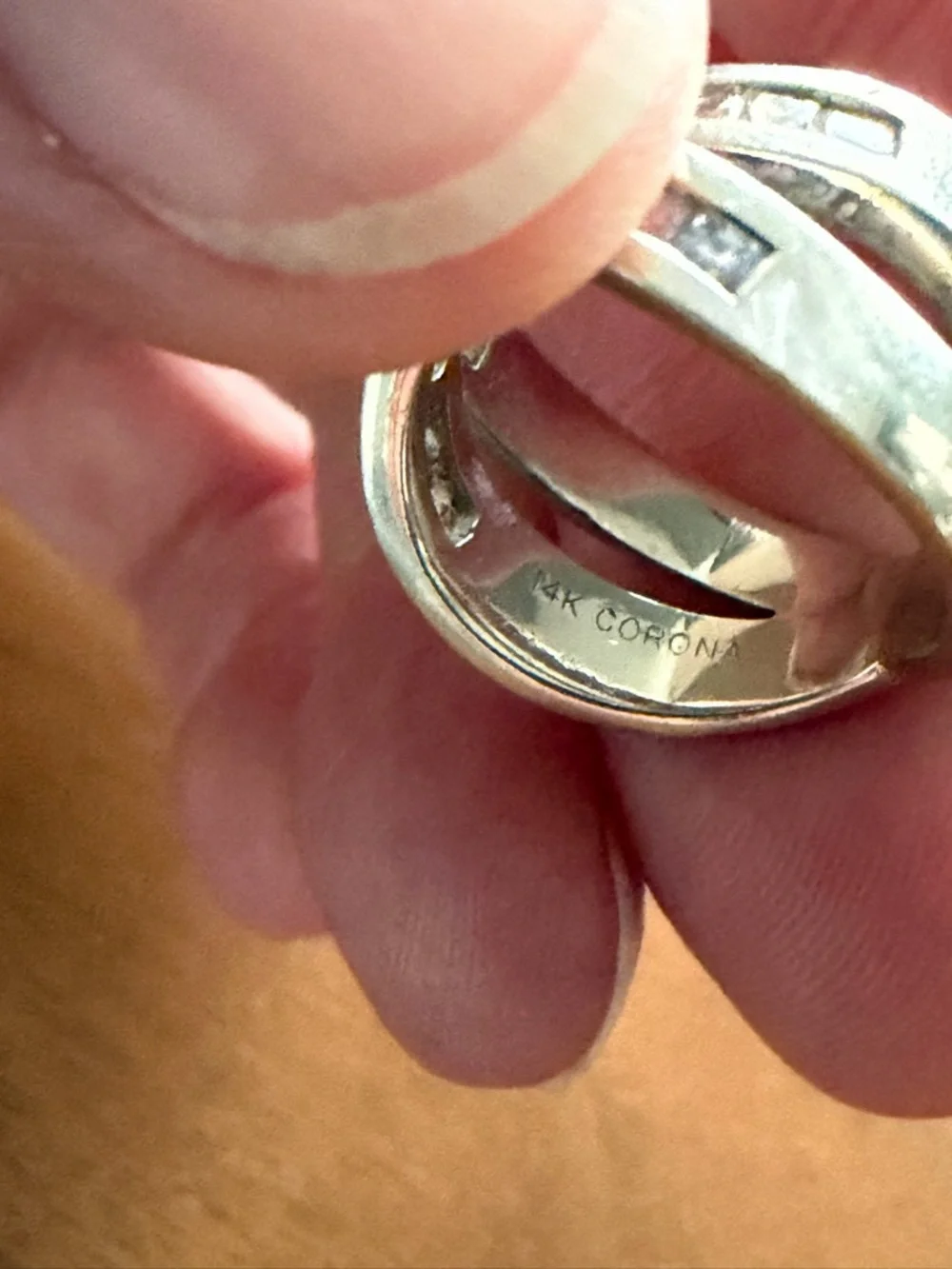 14K White Gold Crisscross Natural Diamond Band Ring. Corona Jewellery Company. - Picture 6 of 6
